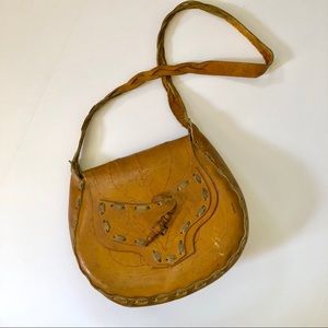 Vintage Boho 70’s leather tooled purse